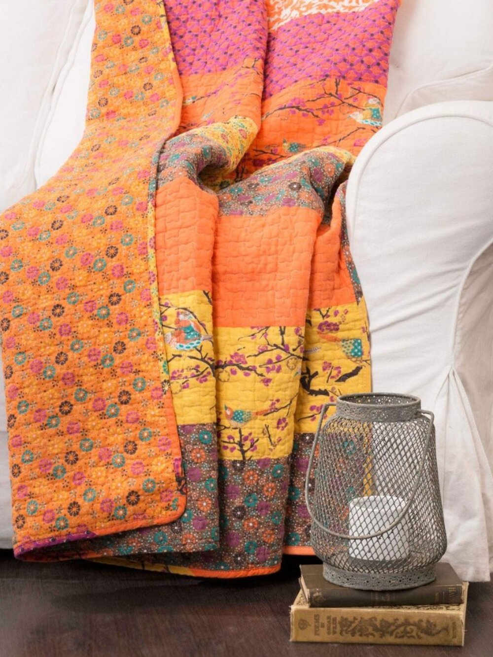 Royal Empire Reversible Cotton Throw Blanket, 50" W x 60" L, Tangerine - Throw